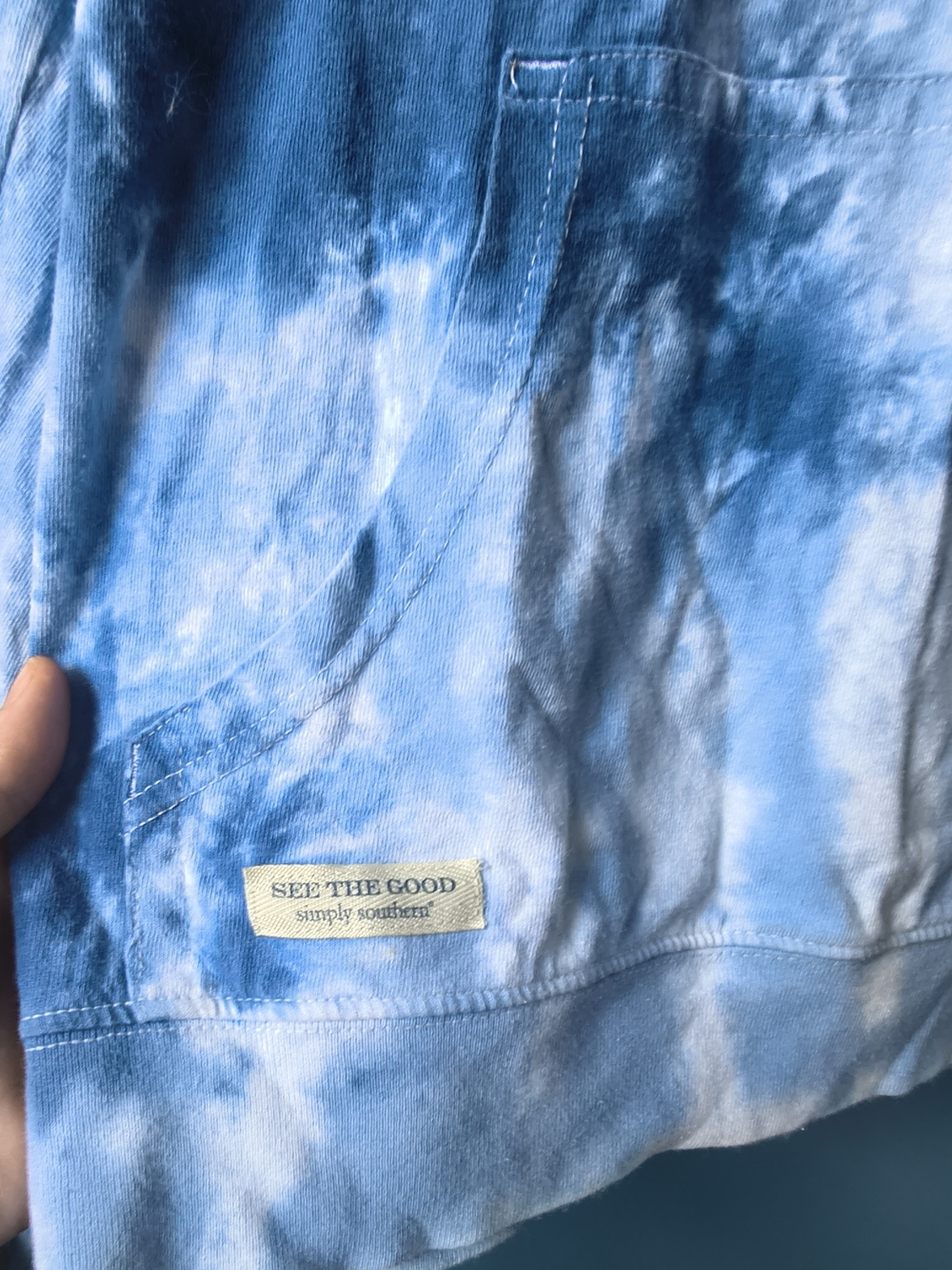 Simply Southern Men's Blue Tie-Dye Hoodie Sweater - Picture 3 of 11